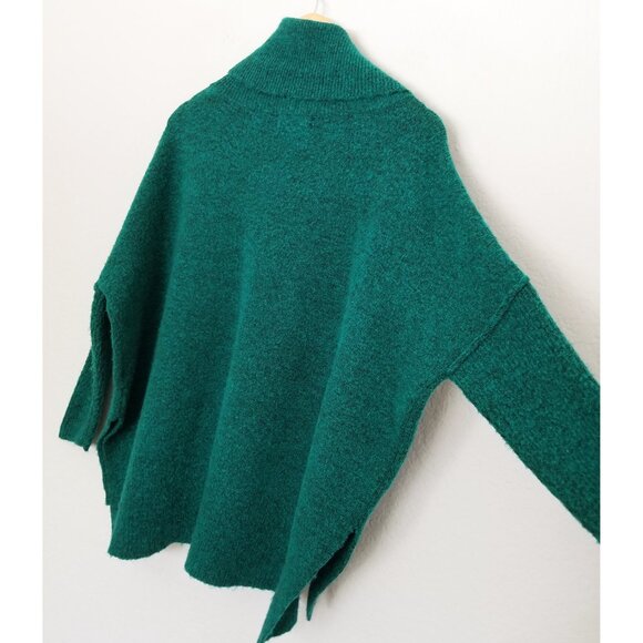 Anthropologie Larissa Turtleneck Tunic Sweater S Pullover Green Side Slit Chunky - Picture 11 of 16